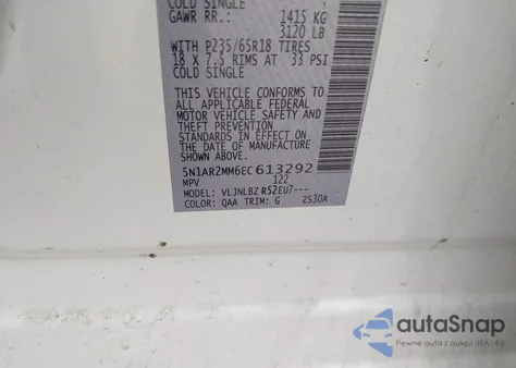 2014 Nissan Pathfinder S z USA, uszkodzony, nr VIN 5N1AR2MM6EC613292